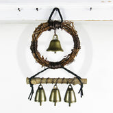 Hanging Witch's Bell Wreath 4 Bells Twig Branch Black Twine Handmade Energy Cleansing Protection Pagan Wiccan Decoration Sacred Space Nature Rustic Primitive | Woot & Hammy